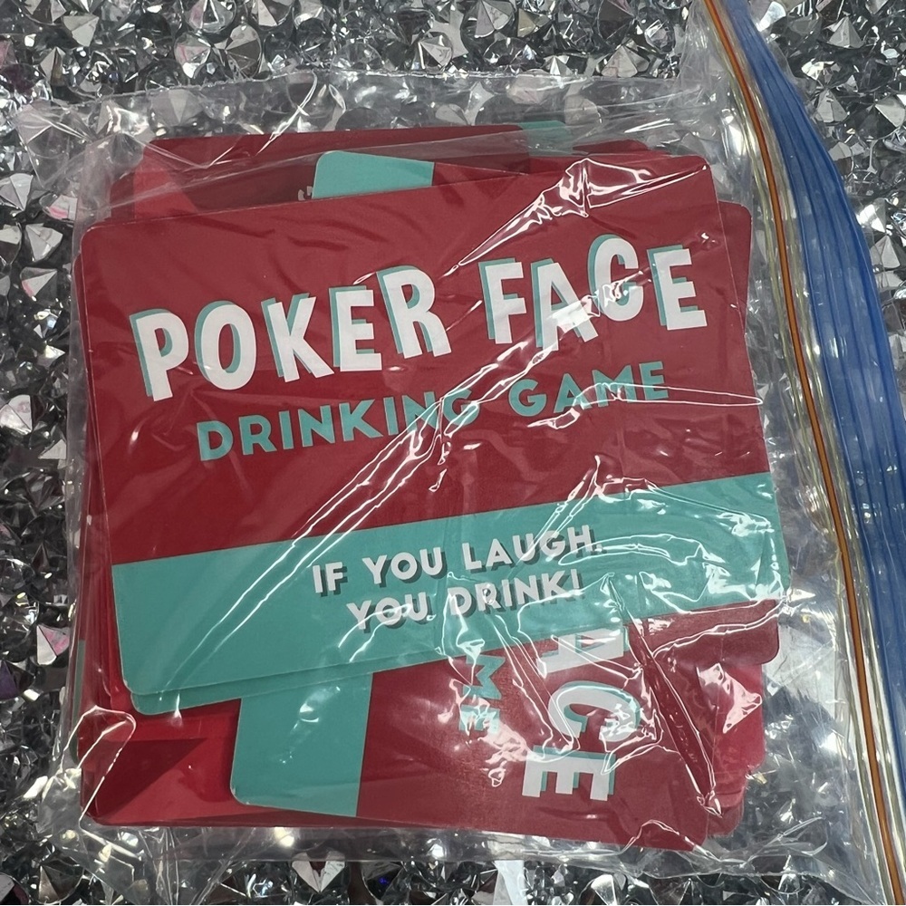 Poker Face Drinking Game Cards - Red & Teal